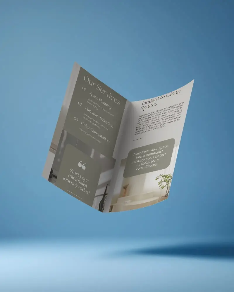 Clean Minimalist Floating Brochure Mockup For Modern Print Design Presentations