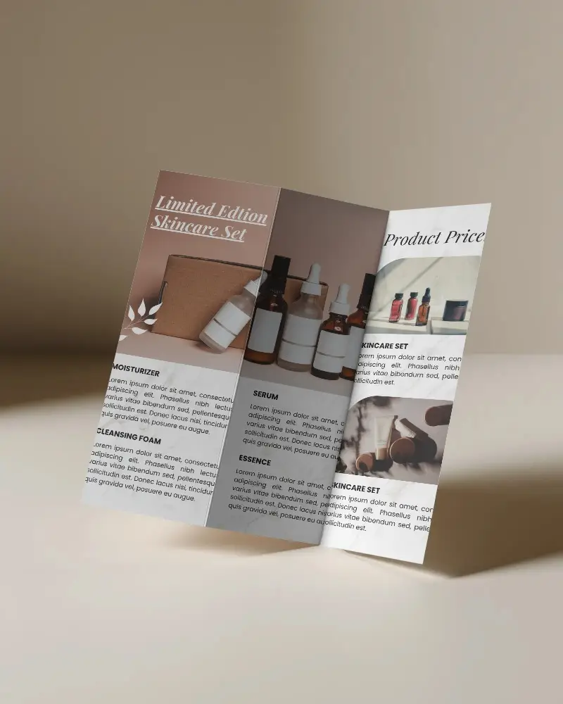 Clean Minimalist Trifold Brochure Mockup For Brand Presentation Or Marketing Purposes