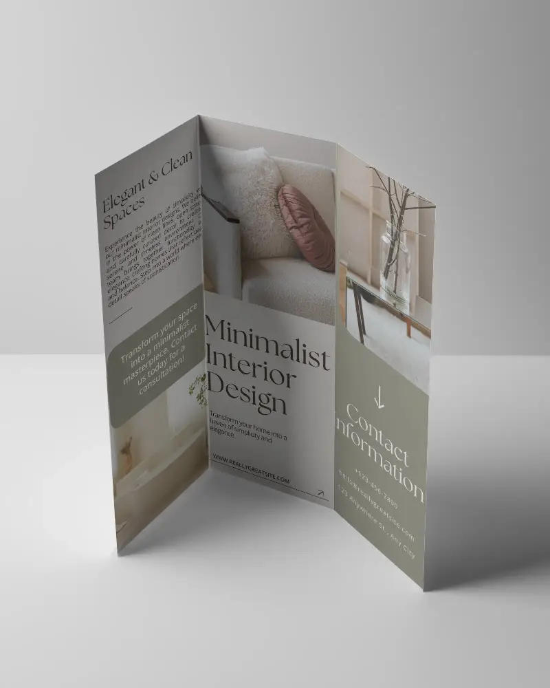 Blank Trifold Brochure Mockup With Folded Panels For Promotional Print Materials