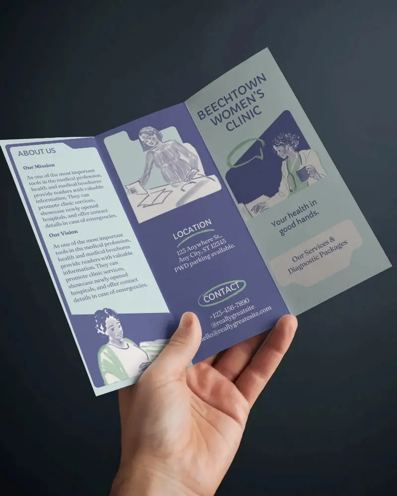 Tri Fold Brochure Mockup Held By Hand For Business And Marketing Presentation Template