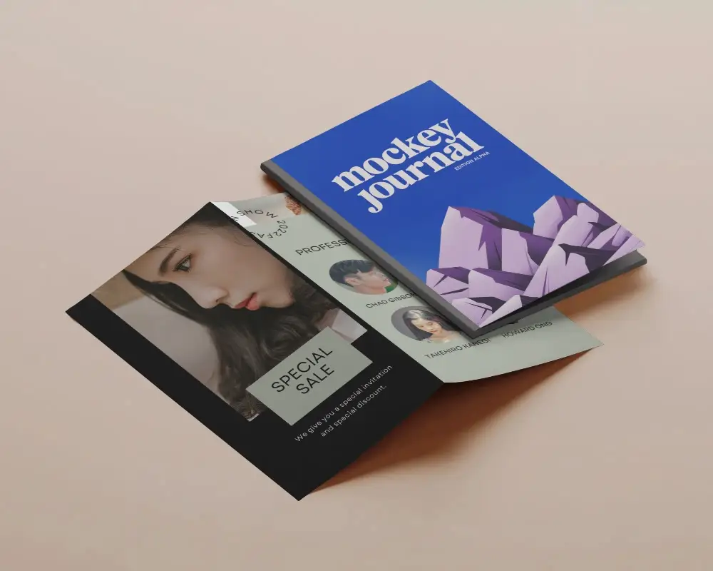 Realistic Brochure Mockup Display With Closed Hardcover Magazine For Creative Print Showcase
