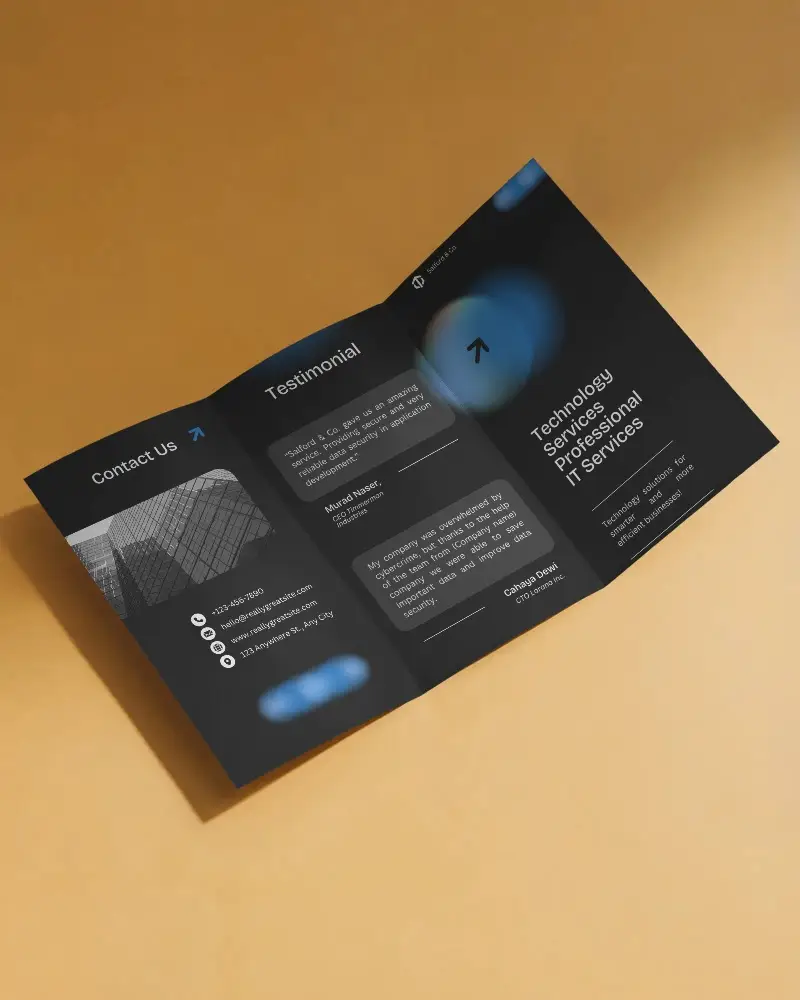 Realistic Open Trifold Brochure Mockup Showcasing Print Design And Creative Layouts