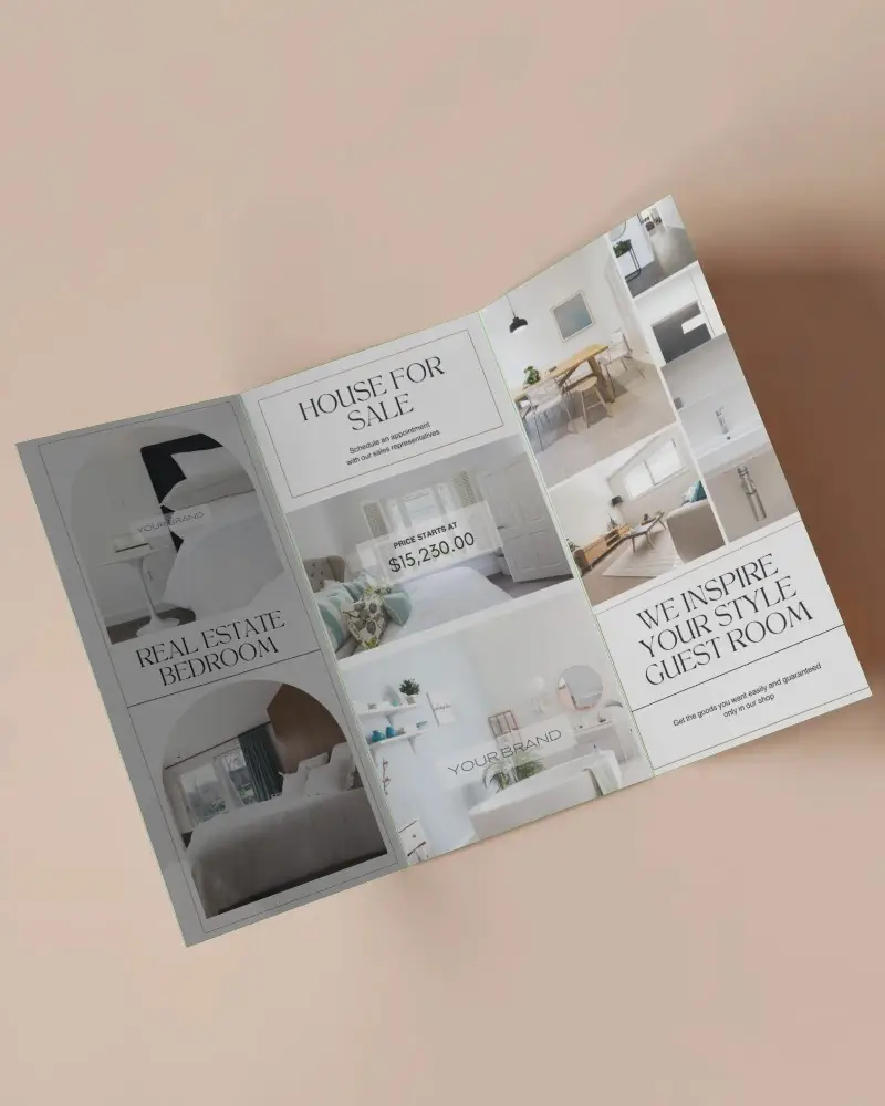 Professional Trifold Brochure Mockup With Clear Fold Lines And Ample Space For Customized Content