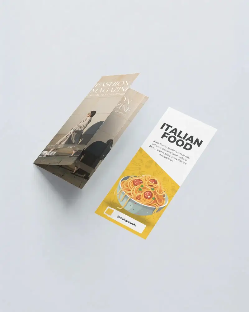 Minimal A4 Brochure Mockup Trifold Layout On Clean Light Background Soft Shadow Aesthetic