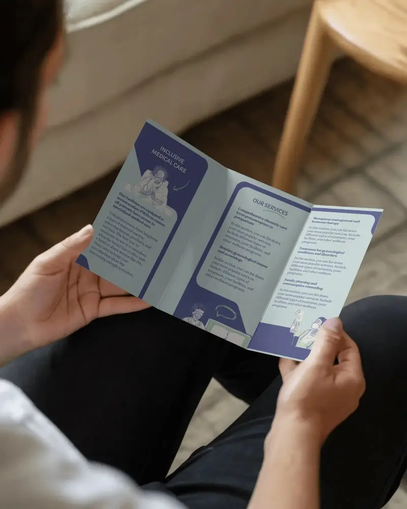 Casual Lifestyle Trifold Brochure Mockup Person Holding Folded Design In Natural Light