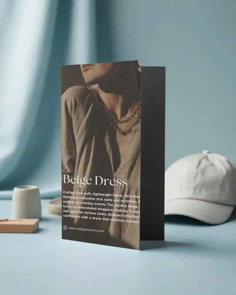 Clean Minimalist Standing Brochure Mockup With Soft Background For Design Presentations