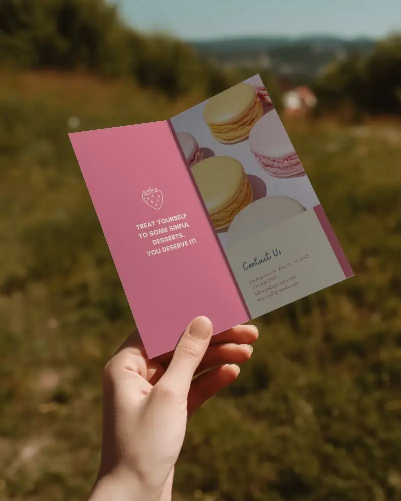 Outdoor Brochure Mockup With Hand Gripping Open Folded Paper For Presentation