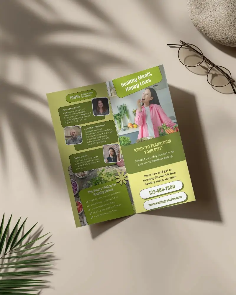 Clean Minimalist Brochure Mockup With Natural Shadow And Accessories For Design Presentation