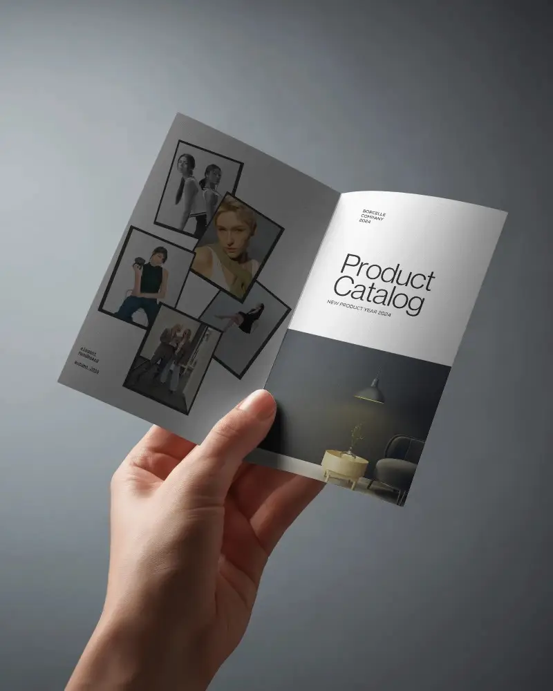 Modern Hand Presentation Brochure Mockup Open Layout With Clean Pages And Neutral Studio Light