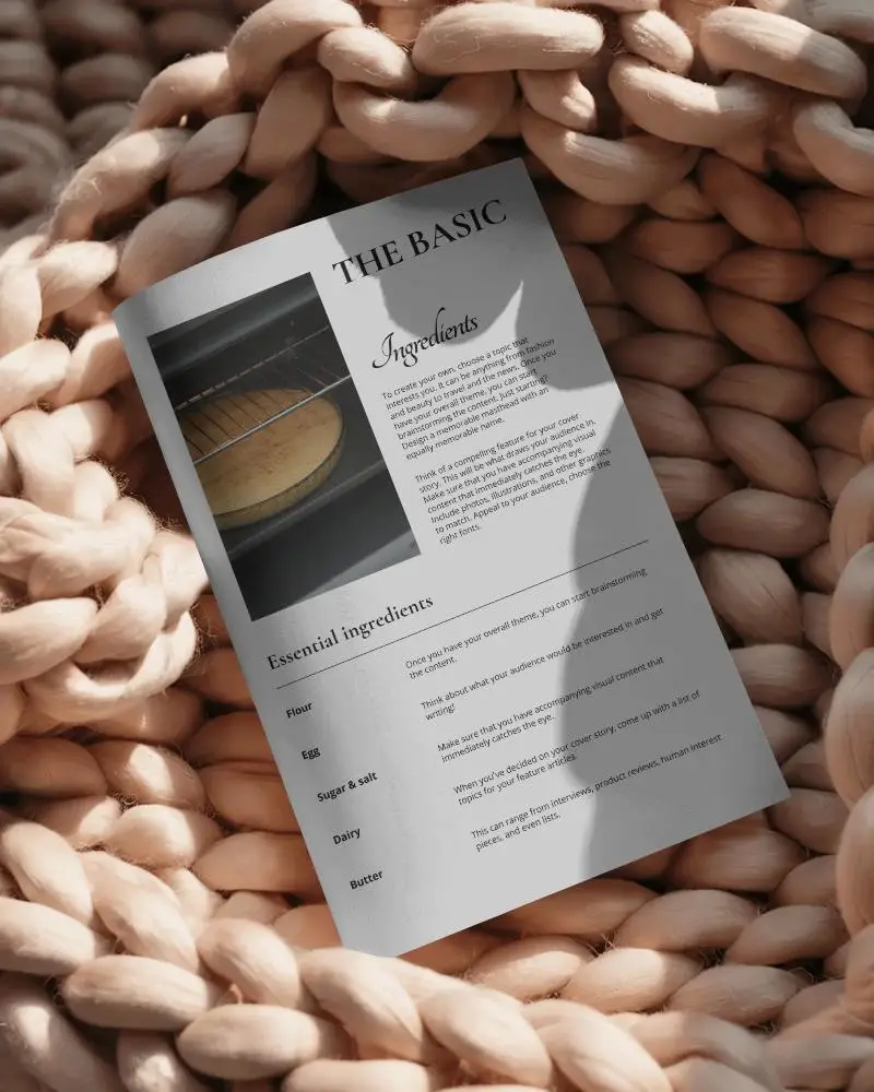 Brochure Mockup Minimal Print Brochure On Woven Fabric Background With Soft Natural Light