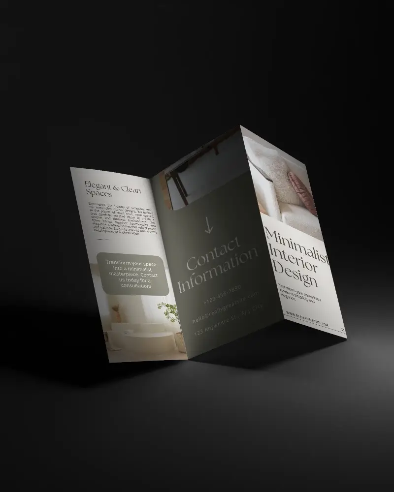 Sleek Trifold Brochure Mockup With Shadow Effect For Professional Branding Presentation