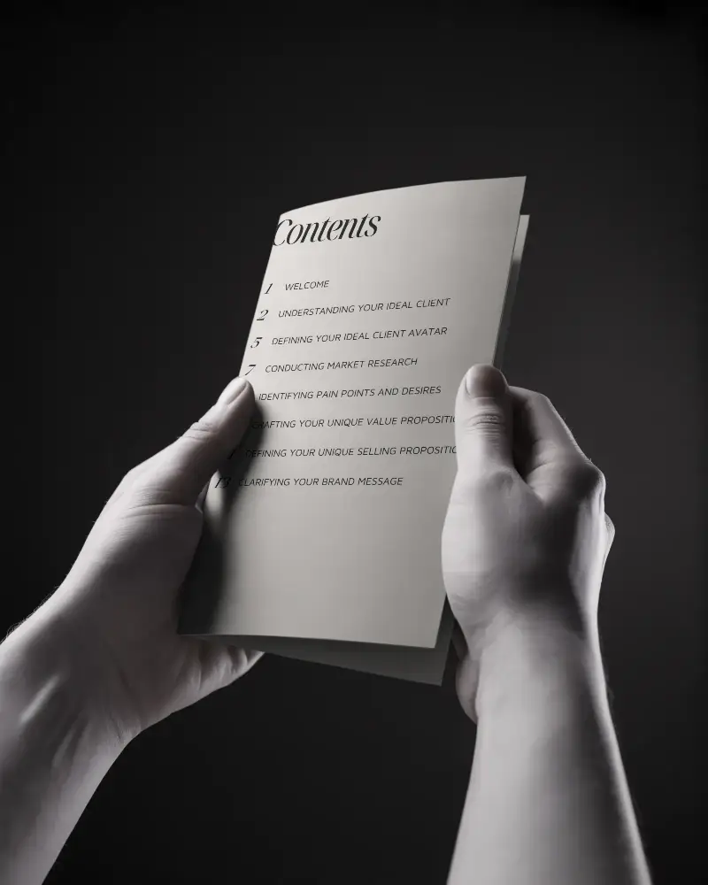 Premium Brochure Mockup Held In Two Hands Against Dark Background For Design