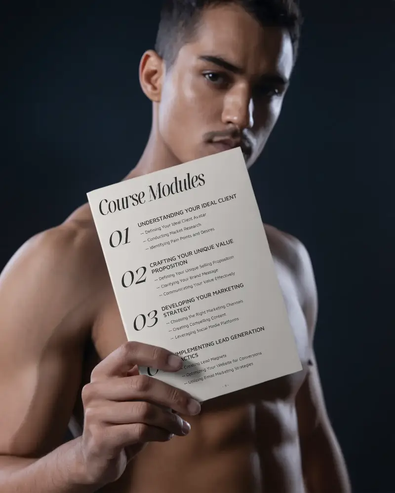 Male Model Holding Blank Brochure Mockup For Marketing And Design Presentation Project