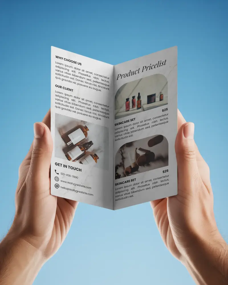 Blank Half Fold Brochure Mockup Showing Two Inside Pages In Mock Design Template