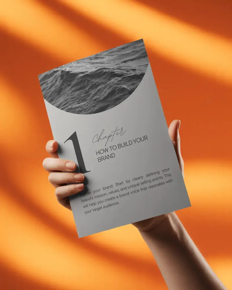 Hand Holding Minimalist Brochure Mockup For Clean Brand Presentation And Marketing Material