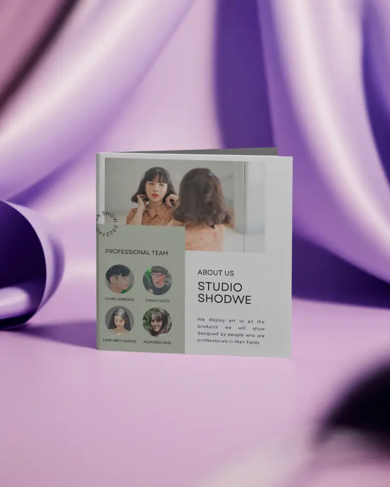 Professional Square Brochure Mockup With Folded Cover For Advertising Showcase