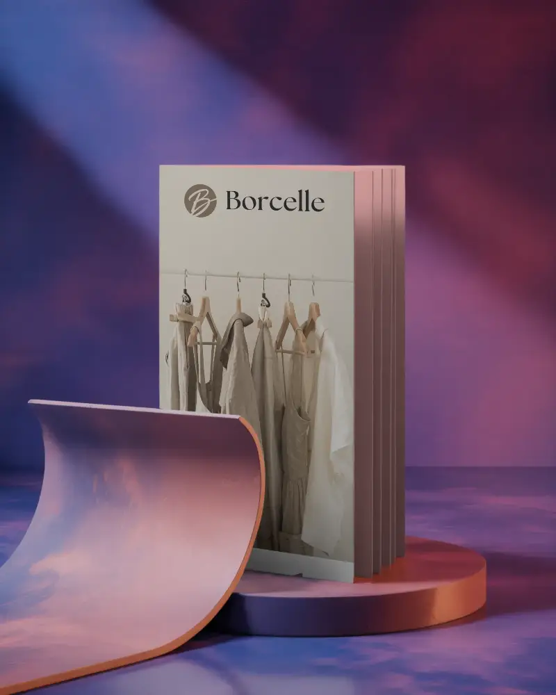 Modern Studio Brochure Mockup With Curved Stand Elegant Design For Presentation Use