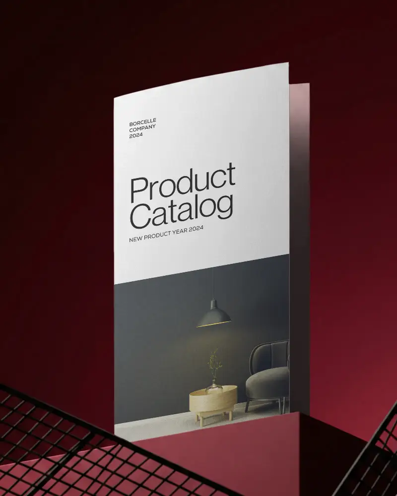 Modern Folded Brochure Mockup On Abstract Stand Minimalistic Clean Design Presentation