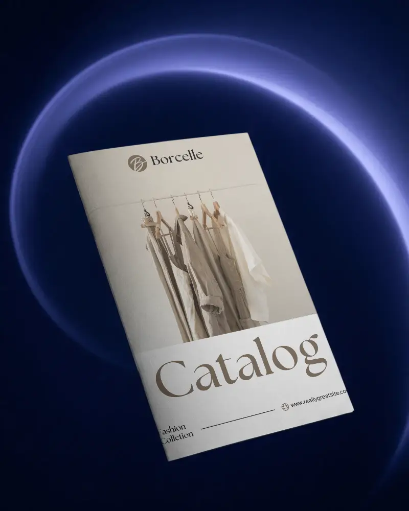 Sleek Modern Brochure Mockup Floating Against Dynamic Light Ring Background For Branding