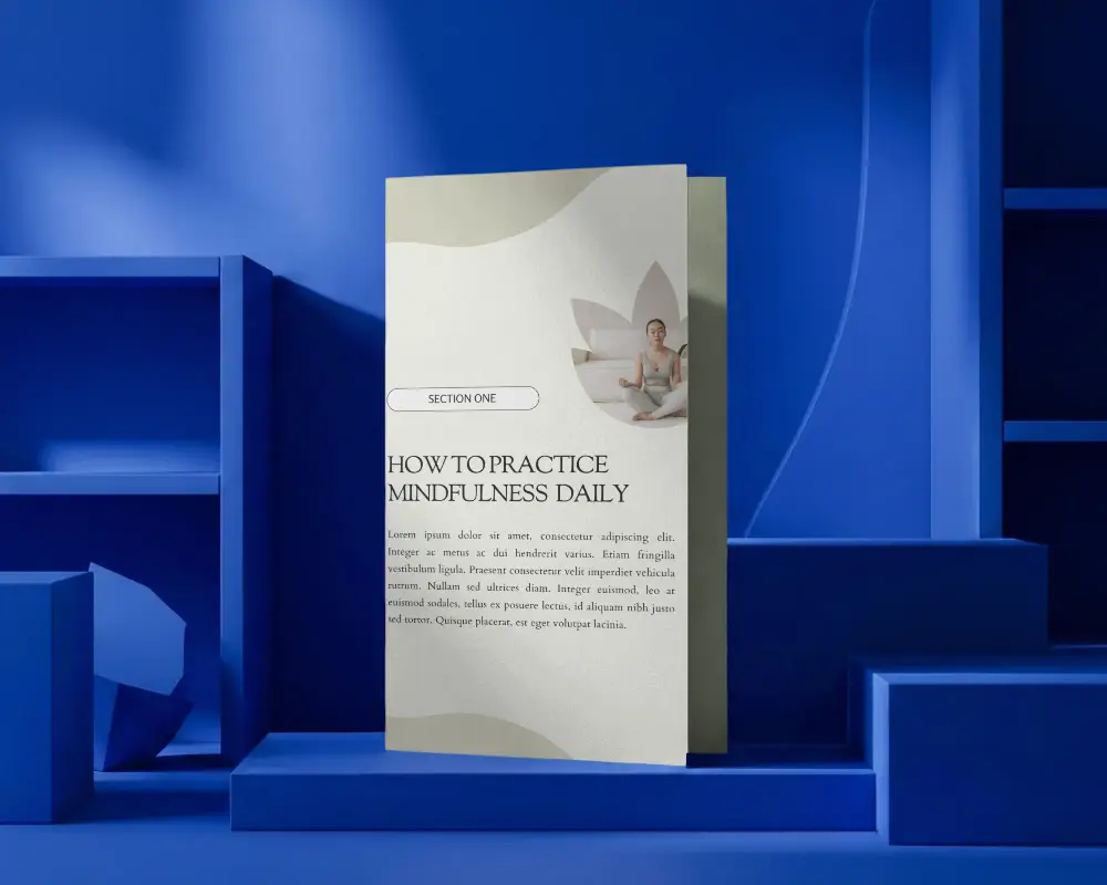 Vertical Brochure Mockup With Modern Abstract Background Perfect For Clean Design Showcase