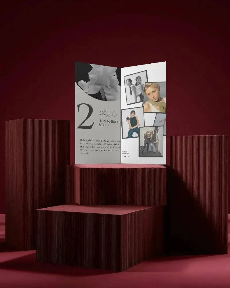 Elegant Minimalist Brochure Mockup On Ribbed Cubes For Modern Branding And Marketing