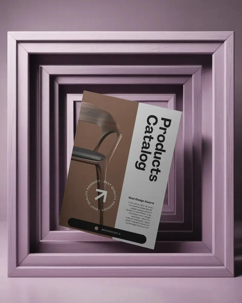 Minimalistic Brochure Mockup Floating In Multiple Frames Creative Presentation Design