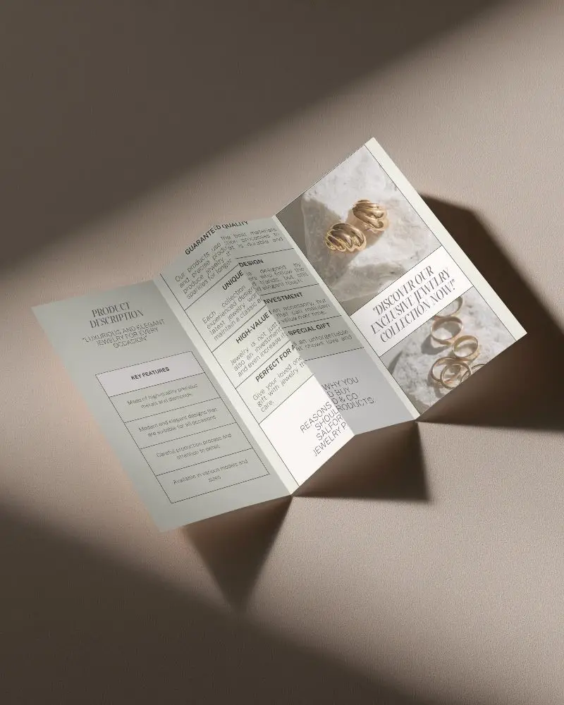Four Panel Brochure Mockup With Clean Folds For Branding And Marketing Presentations