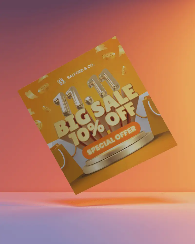 Square Floating Brochure Mockup Suspended In Colorful Gradient Backdrop Bold Marketing Promo Display Dynamic Presentation Scene