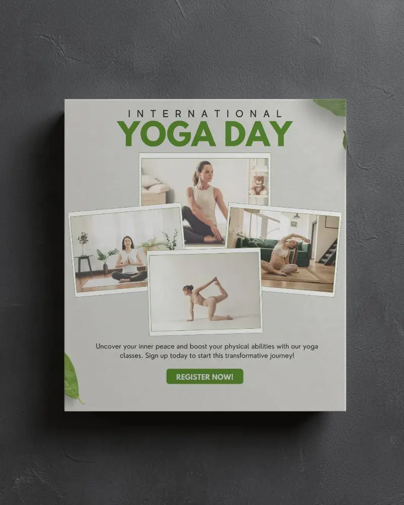 Square Brochure Mockup On Dark Grey Stone Surface With Subtle Leaf Accents Clean Natural Light Flat Lay Scene Minimal Health And Wellness Presentation Layout