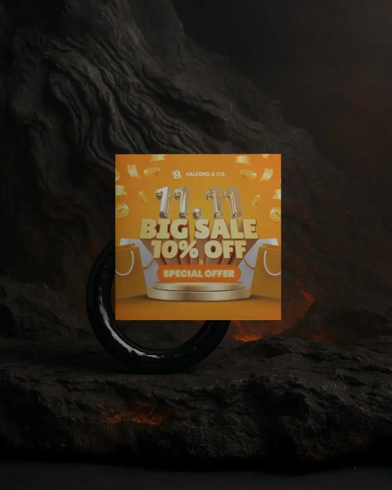 Floating Square Brochure Mockup Hovering Above Dark Volcanic Surface With Glowing Lava Veins Dramatic Promotional Display For Modern Branding