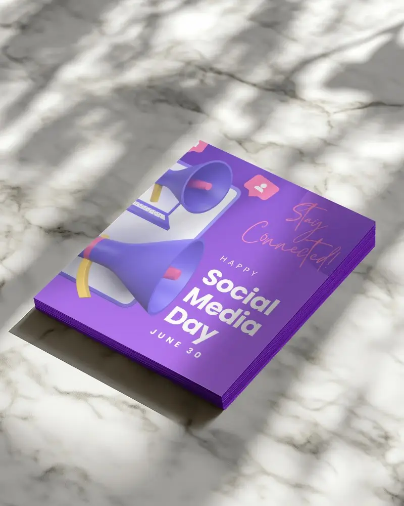 Sunlit Marble Surface Stacked Square Brochure Mockup Top Angle View With Soft Natural Shadows For Clean Elegant Presentation