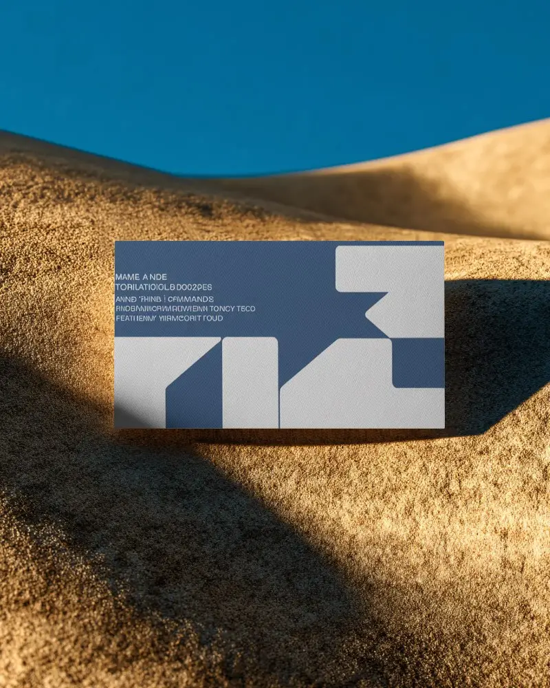 Modern Minimalist Business Card Mockup On Textured Surface With Dynamic Shadow Play