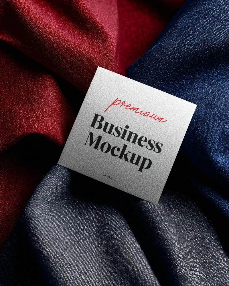 Premium Textured Business Card Mockup On Sleek Elegant Fabric Background For Luxury Branding