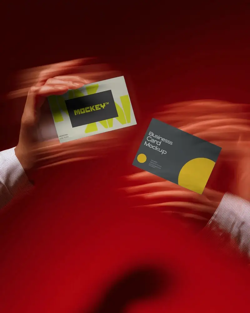 Dynamic Dual Business Card Mockup With Motion Effect And Professional Hand Presentation
