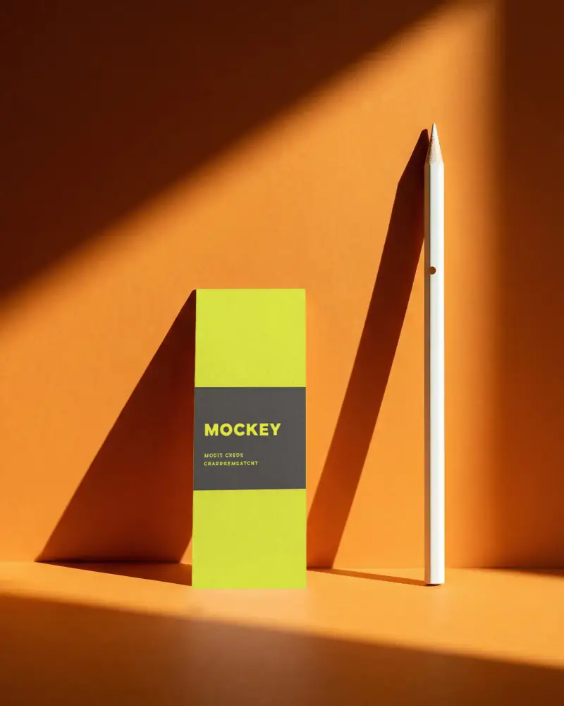 Minimalistic Business Card Mockup With Pencil For Clean Brand And Professional Identity