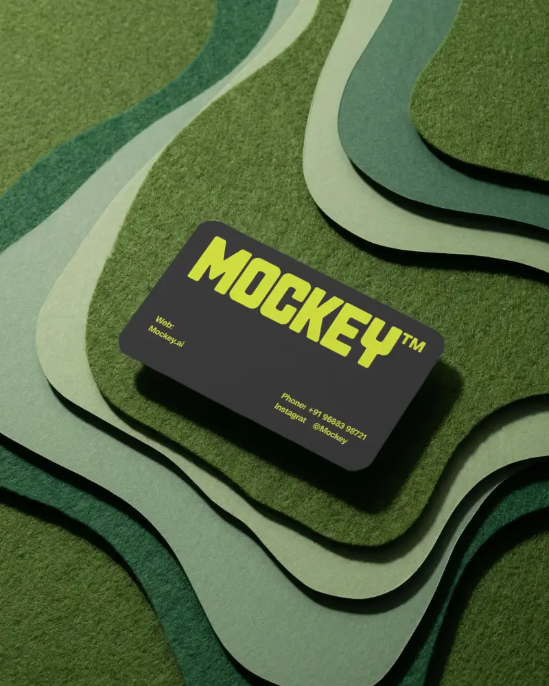 Minimalist Rounded Corners Business Card Mockup On Textured Layered Background