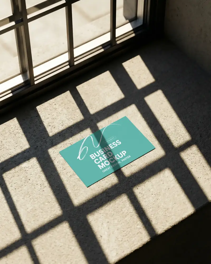 Minimalistic Business Card Mockup On Textured Surface With Naturallight Shadows