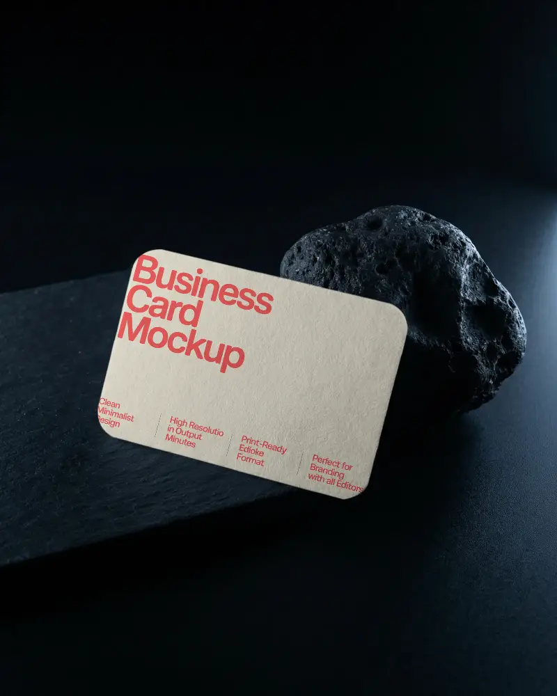 Minimalist Rounded Corners Business Card Mockup With Textured Paper Backdrop