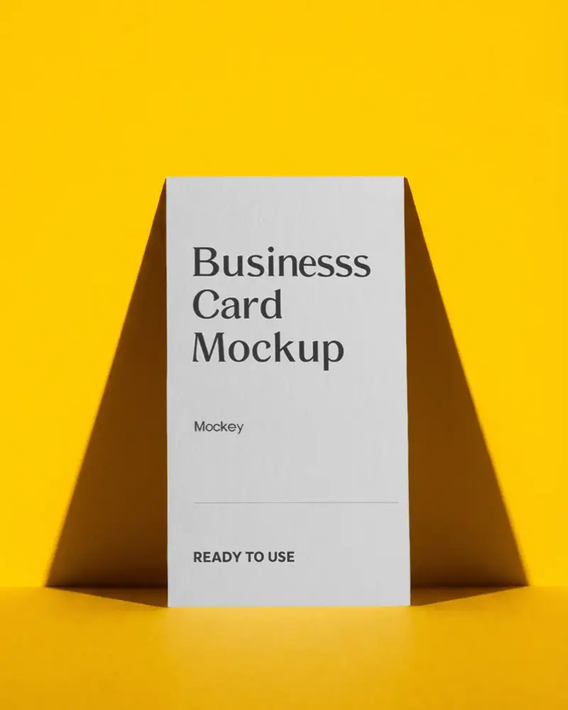 Minimalist Vertical Business Card Mockup With Shadow On Solid Background