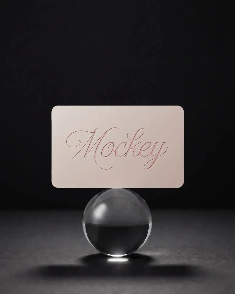 Minimalist Business Card Mockup With Transparent Glass Sphere Modern Stylish Creative Design