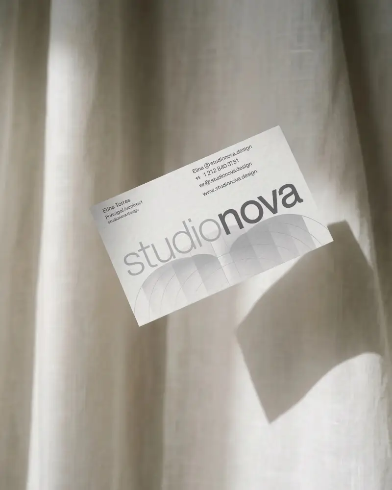 Premium Textured Floating Business Card Mockup With Natural Light Shadow Play Background
