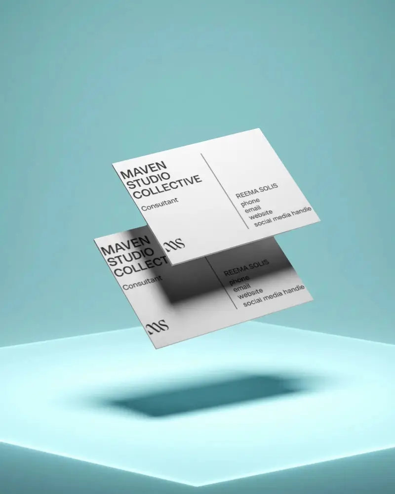 Floating Minimalistic Business Card Mockup Showcasing Clean Branding Space