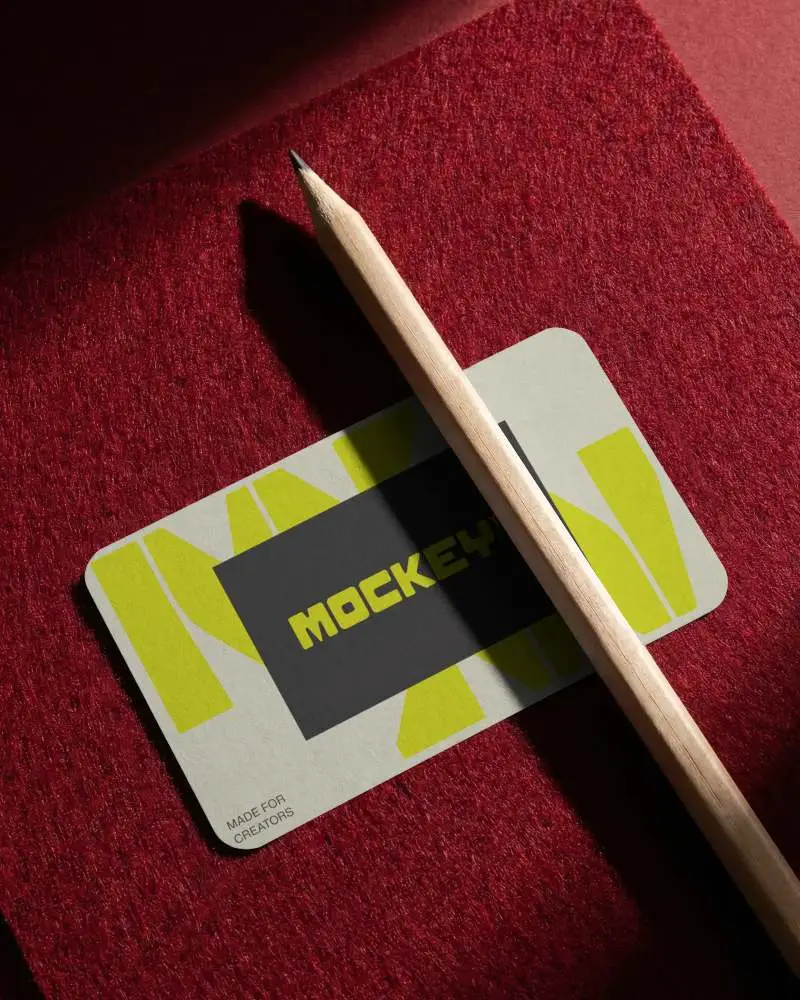 Premium Texture Business Card Mockup With Pencil On Fabric Background For Branding