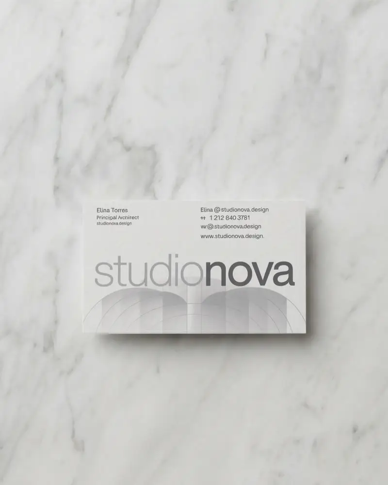 Minimalistic Business Card Mockup Showcasing Clean Flat Layout On Marble Background