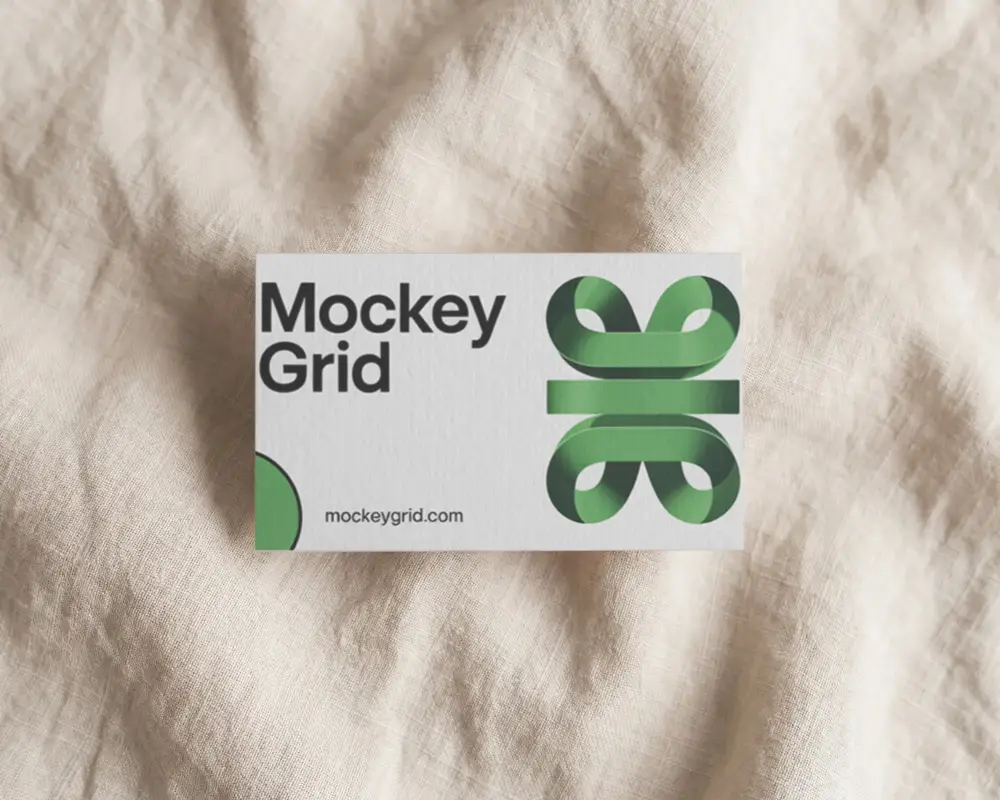 Plain Textured Business Card Mockup Placed On Soft Wrinkled Background For Creative