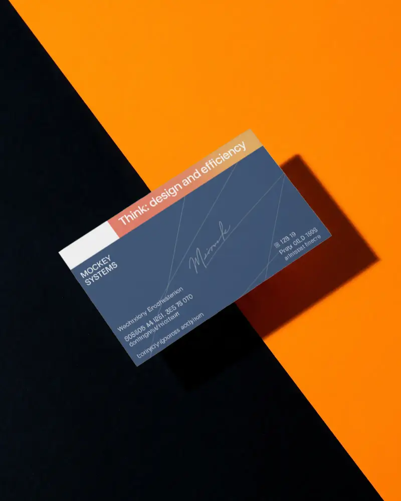 Simple Horizontal Business Card Mockup Over Bold Two Tone Angled Background For Showcase