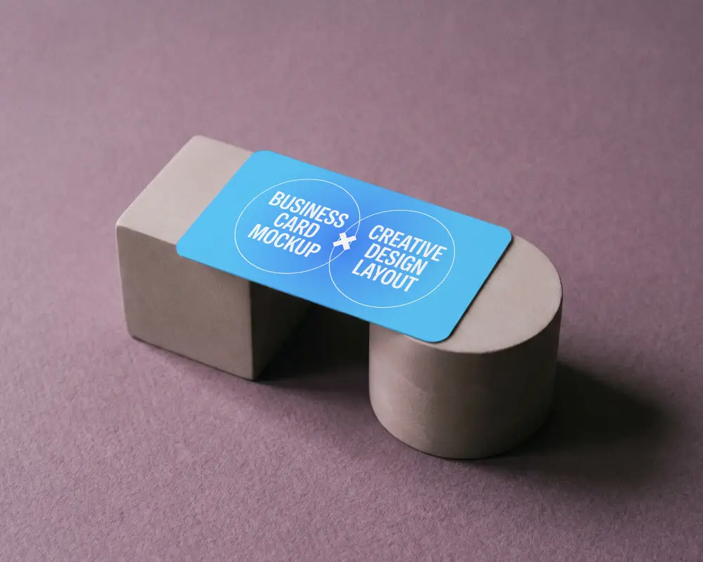 Blank Business Card Mockup On Modern Geometric Shapes For Branding Presentation