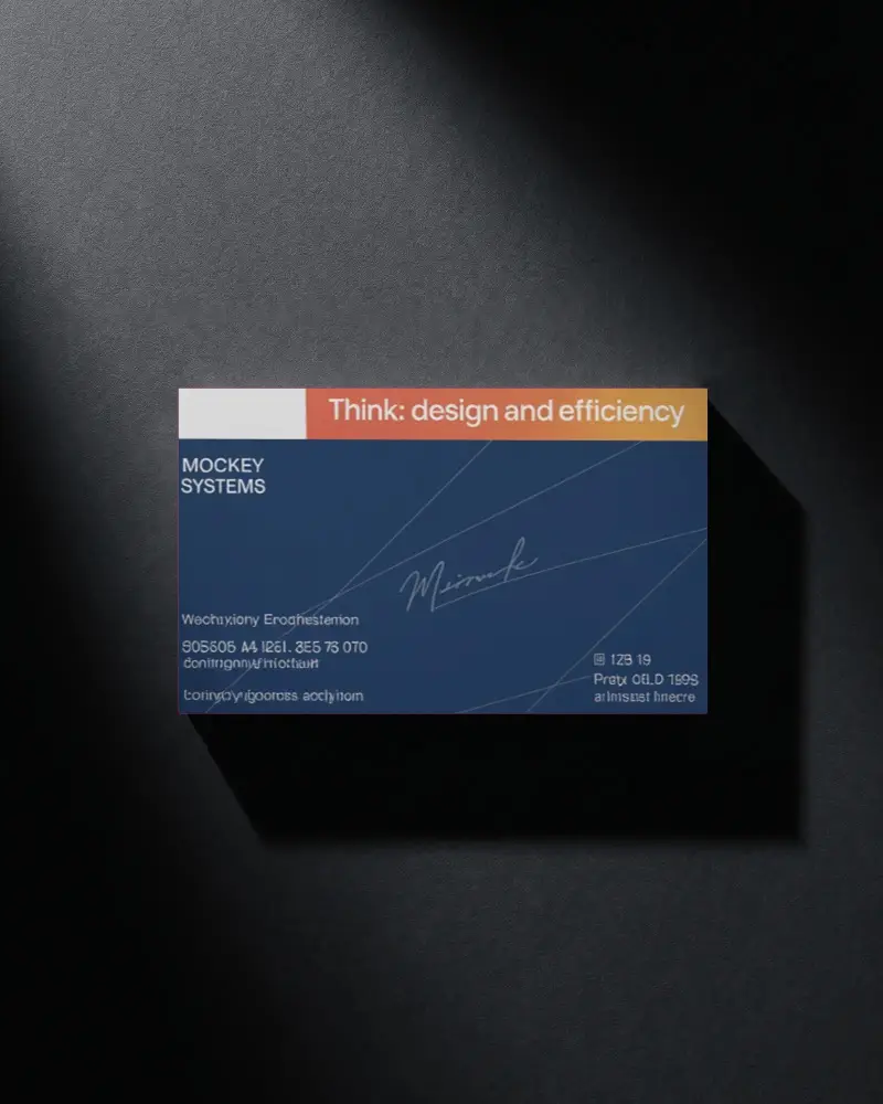 Clean Horizontal Business Card Mockup Template Set On Minimalistic Dark Background With Shadow
