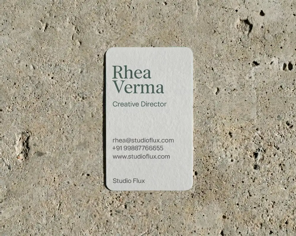 Vertical Stylish Business Card Mockup On Rough Textured Concrete Surface Mockup For Design