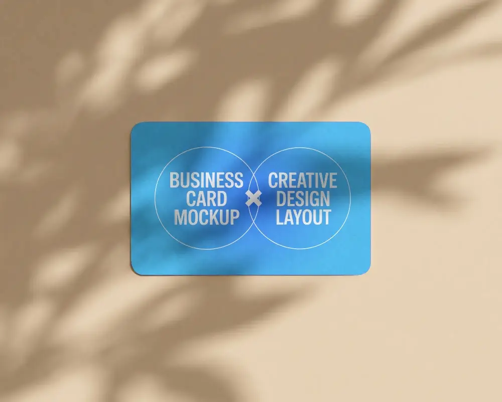 Minimalistic Rounded Corners Business Card Mockup With Soft Shadow Background